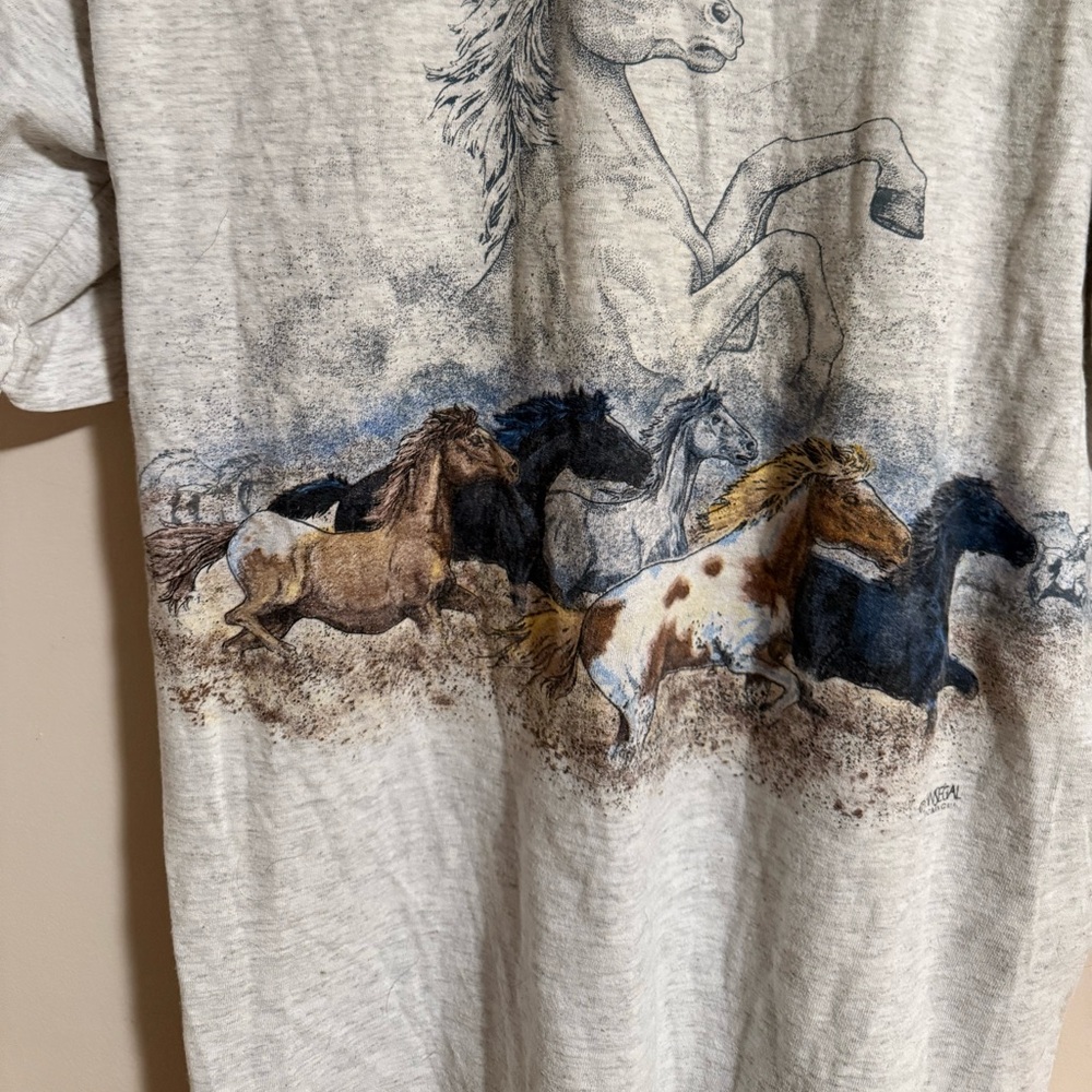 Gildan Gray Short Sleeve Tee with Horse Print